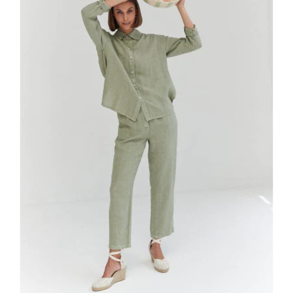 Mus & Bombon Carabu Linen Pant in Sage